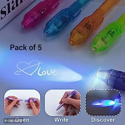 Kids Secret Message Pen Invisible Colorless Ink or Spy Magic Pen / Cheating Pen  with Uv Light For Kids and Adults Hidden Information | Written Fun Activities | Best Gift Item (Multicolor) (Set Of 5)-thumb5