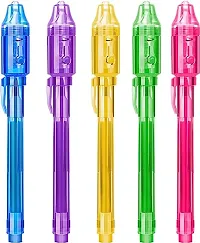 Kids Secret Message Pen Invisible Colorless Ink or Spy Magic Pen / Cheating Pen  with Uv Light For Kids and Adults Hidden Information | Written Fun Activities | Best Gift Item (Multicolor) (Set Of 5)-thumb1