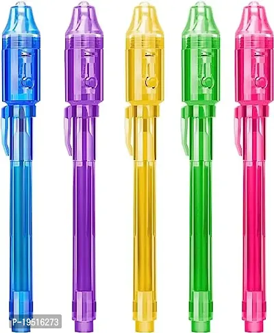 Kids Secret Message Pen Invisible Colorless Ink or Spy Magic Pen / Cheating Pen  with Uv Light For Kids and Adults Hidden Information | Written Fun Activities | Best Gift Item (Multicolor) (Set Of 5)-thumb2