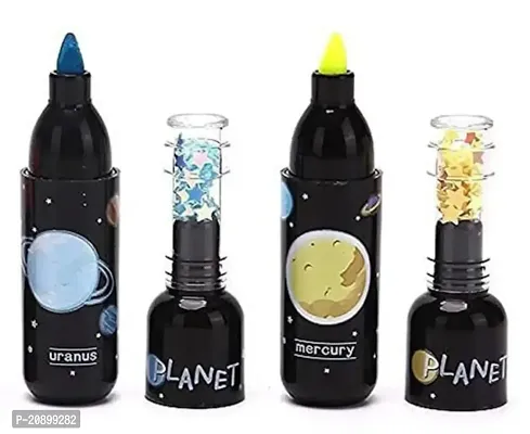 Cute Space Theme Bottle Shaped Highlighters,Fine Grip Marker Pen, 6 Bottle Shape Highlighter Pen Set [pack of 6]-thumb0