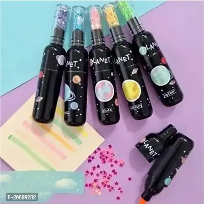 Cute Space Theme Bottle Shaped Highlighters,Fine Grip Marker Pen, 6 Bottle Shape Highlighter Pen Set [pack of 6]-thumb4