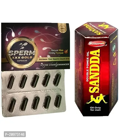 SPREAM XXXL  GOLD CAPSULES AND SANDDA OIL FOR MEN ( COMBO PACK )