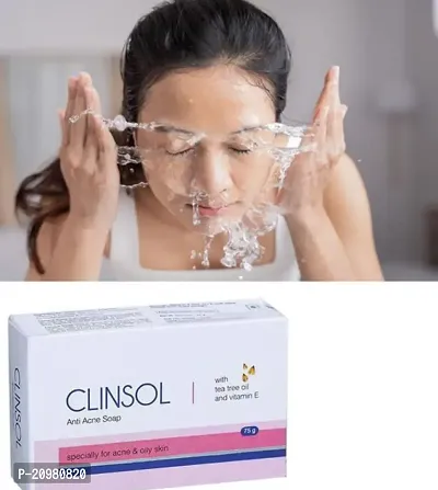 CLINSOL ANTI-ACNE SOAP FOR ACNE AND PIMPLE FREE SKIN, TEA TREE OIL AND VITAMIN E 75G EACH - PACK OF 2-thumb3