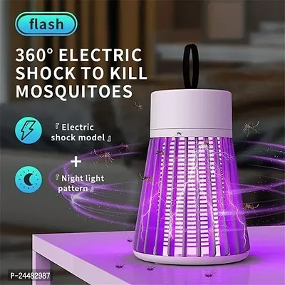 Bug Zapper Rechargeable Mosquito and Fly Killer Indoor Light with Hanging Loop Electric Killing Lamp Portable USB LED Trap for Home Bedroom Outdoor Camping Gray
