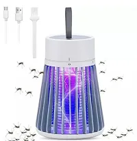 Bug Zapper Rechargeable Mosquito and Fly Killer Indoor Light with Hanging Loop Electric Killing Lamp Portable USB LED Trap for Home Bedroom Outdoor Camping Gray-thumb1