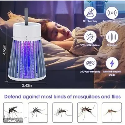 Bug Zapper Rechargeable Mosquito and Fly Killer Indoor Light with Hanging Loop Electric Killing Lamp Portable USB LED Trap for Home Bedroom Outdoor Camping Gray-thumb3
