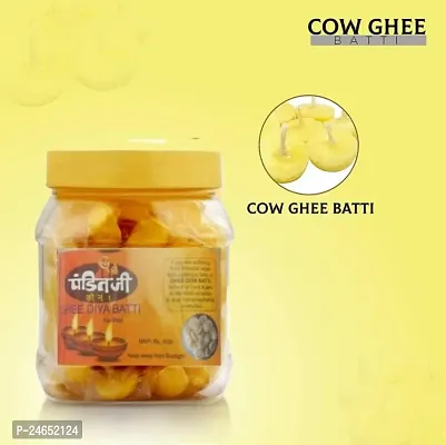 Original and Pure Pandit Ji Ghee Diya/Jyot Batti (Yellow) (Pack of 250gm) I Wax Free Dia Batti for All Occasions (100 Wicks)-thumb0