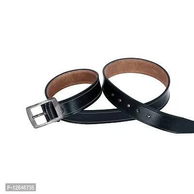 Leather World Formal Casual Black Color Branded Stylish Genuine Leather  Belts For Men