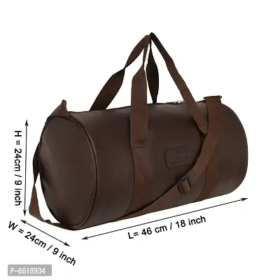 Leather World Vegan Leather Travel Duffle Sports Gym Bag for Men Women Luggage (Brown)-thumb0