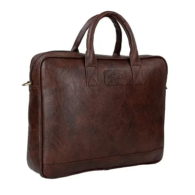 Leather World Pu 15.6 inch Laptop Bags Notebook Office Bag for Men Messenger Business Women Briefcase - Brown
