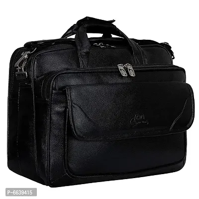 15.6 inch Pu Laptop Bags Office Bag for Men Women Messenger Briefcase - Black-thumb0