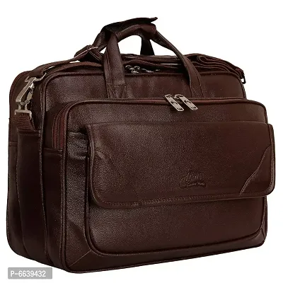 Pu 15.6 inch Water Resistant Laptop Bags Office Bag for Men Women Messenger Briefcase -Brown-thumb0