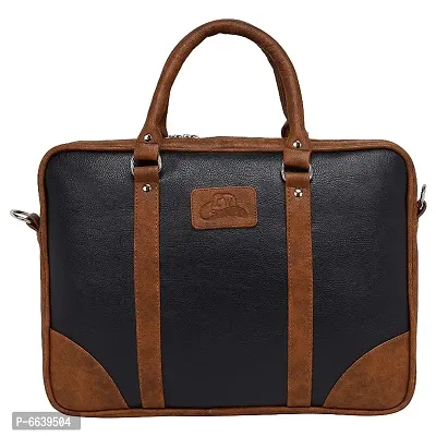 Multi Color Pu Leatherette Laptop Office Messenger Tablet Travel Shoulder Bag Men Women (Coffe Brown)-thumb0