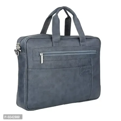 Leather World Pu Leather 15.6 inch Laptop Bag for Men Office Bag Briefcase Messenger Bag Grey Bag-thumb0