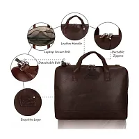 15.6 inch Leather World Pu Leather Designer Stylish Office Laptop Expandable Sleeves Messenger Bags multi pockets with shoulder strap Travel Trendy Briefcase For Men and Women - Brown-thumb4