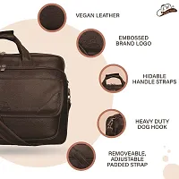 Pu 15.6 inch Water Resistant Laptop Bags Office Bag for Men Women Messenger Briefcase -Brown-thumb4