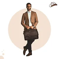Pu 15.6 inch Water Resistant Laptop Bags Office Bag for Men Women Messenger Briefcase -Brown-thumb2