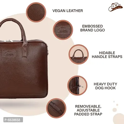 Leather World Pu 15.6 inch Laptop Bags Notebook Office Bag for Men Messenger Business Women Briefcase - Brown-thumb5