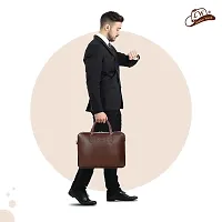 Leather World Pu 15.6 inch Laptop Bags Notebook Office Bag for Men Messenger Business Women Briefcase - Brown-thumb3
