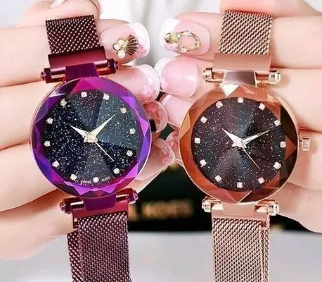 Classy Metal Solid Analog Watches for Women, Pack of 2