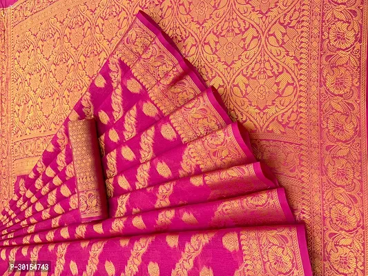 Beautiful Pink Organza Jacquard Women Saree with Blouse piece-thumb0