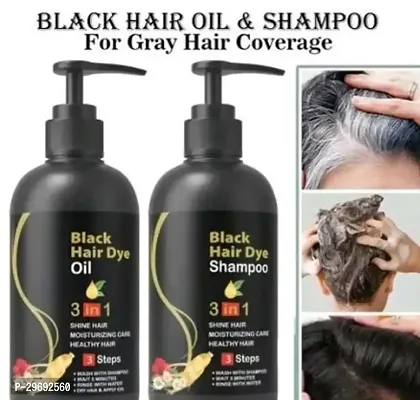 Black Hair Dye 3 In 1 Shampoo And Hair Oil - 300 Ml- Pack Of 2