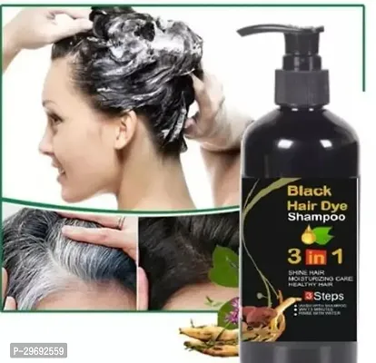 Black 3 In 1 Herbal Hair Dye Shampoo- 300 Ml-thumb0