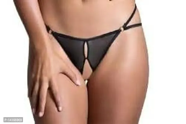 DRESS SEXY Low Waist Sensual Lingerie Women's Power Net (Plus Size L, XL, XLL, Black)-thumb0