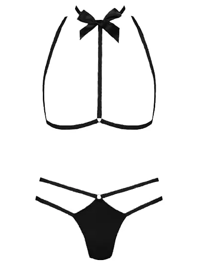 DRESS SEXY Stylish Bust Open Lingerie. Lycra LACE|Halter Neck|Low Waist