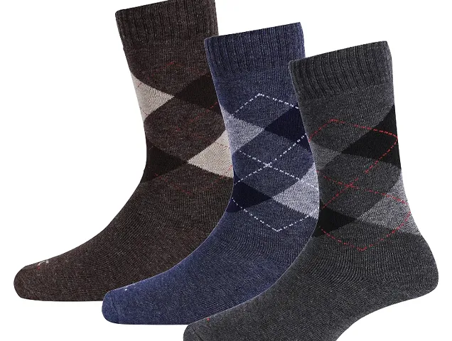 Men Woolen Heatlock Technology Heavy Thick Formal Winter Thermal Socks, Pack of 3, Free Size