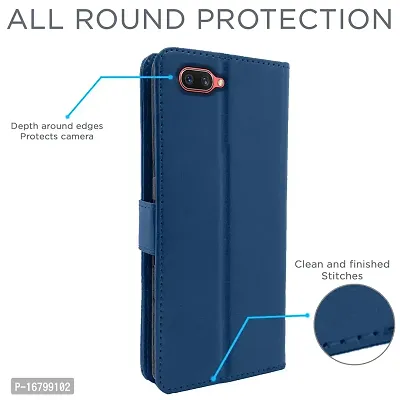 Blackpool Oppo A3S / Realme C1 Flip Case Leather Finish | Inside TPU with Card Pockets | Wallet Stand and Shock Proof | Magnetic Closing | Complete Protection Flip Cover for Oppo A3S / Realme C1 (Blue)-thumb4