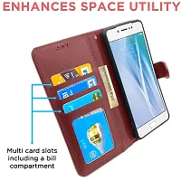 Blackpool Vivo V5 / V5S / Y66 / Y67 Flip Case Leather Finish | Inside TPU with Card Pockets | Wallet Stand and Shock Proof | Magnetic Closing | Complete Protection Flip Cover (Brown)-thumb1