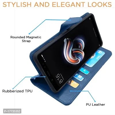 Blackpool Xiaomi Redmi Note 5 Pro Flip Cover Magnetic Leather Wallet Case Shockproof TPU for Xiaomi Redmi Note 5 Pro (Blue)-thumb3