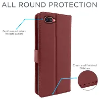 Blackpool Oppo A3S / Realme C1 Flip Case Leather Finish | Inside TPU with Card Pockets | Wallet Stand and Shock Proof | Magnetic Closing | Complete Protection Flip Cover for Oppo A3S / Realme C1 (Brown)-thumb3