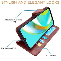 Balkans Realme C12 / Realme Narzo 20 / Narzo 30A / Realme C25 Flip Case Leather Finish | Inside TPU | Wallet Stand and Shock Proof | Magnetic Closing | Complete Protection Flip Cover (Brown)-thumb3