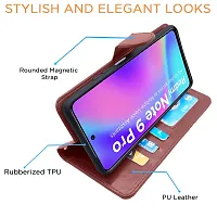 Blackpool Redmi Note 9 Pro / Redmi Note 9 Pro Max / Poco M2 Pro/Redmi Note 10 Lite Flip Cover Leather Finish | Inside TPU with Card Pockets | Wallet Stand | Complete Protection Flip Case (Brown)-thumb3