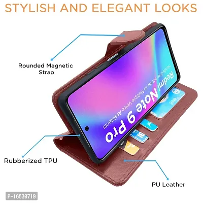 Blackpool Redmi Note 9 Pro / Redmi Note 9 Pro Max / Poco M2 Pro/Redmi Note 10 Lite Flip Cover Leather Finish | Inside TPU with Card Pockets | Wallet Stand | Complete Protection Flip Case (Brown)-thumb4