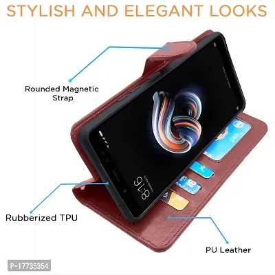 Blackpool Xiaomi Redmi Note 5 Pro Flip Cover Magnetic Leather Wallet Case Shockproof TPU for Xiaomi Redmi Note 5 Pro (Brown)-thumb3