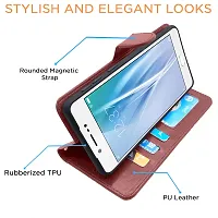 Blackpool Vivo V5 / V5S / Y66 / Y67 Flip Case Leather Finish | Inside TPU with Card Pockets | Wallet Stand and Shock Proof | Magnetic Closing | Complete Protection Flip Cover (Brown)-thumb3