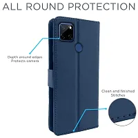 Balkans Realme C12 / Realme Narzo 20 / Narzo 30A / Realme C25 Flip Case Leather Finish | Inside TPU | Wallet Stand and Shock Proof | Magnetic Closing | Complete Protection Flip Cover (Blue)-thumb2
