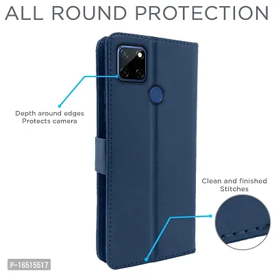 Balkans Realme C12 / Realme Narzo 20 / Narzo 30A / Realme C25 Flip Case Leather Finish | Inside TPU | Wallet Stand and Shock Proof | Magnetic Closing | Complete Protection Flip Cover (Blue)-thumb3