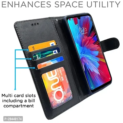 Blackpool Mi Redmi Note 7 Pro/Note 7 / Note 7s Flip Case | Vintage Leather Finish | Inside TPU | Wallet Stand | Magnetic Closing | Flip Cover for Mi Redmi Note 7 Pro/Note 7 / Note 7s (Black)-thumb2