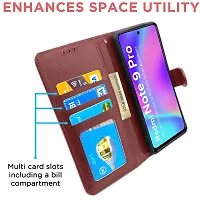 Blackpool Redmi Note 9 Pro / Redmi Note 9 Pro Max / Poco M2 Pro/Redmi Note 10 Lite Flip Cover Leather Finish | Inside TPU with Card Pockets | Wallet Stand | Complete Protection Flip Case (Brown)-thumb1