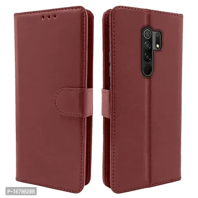 Blackpool Poco M2 / Redmi 9 Prime Flip Cover Case | Leather flip Back Covers Cases for Poco M2/Redmi 9 Prime (Brown)-thumb0