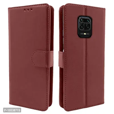 Blackpool Redmi Note 9 Pro / Redmi Note 9 Pro Max / Poco M2 Pro/Redmi Note 10 Lite Flip Cover Leather Finish | Inside TPU with Card Pockets | Wallet Stand | Complete Protection Flip Case (Brown)-thumb0