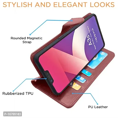 Blackpool Oppo A3S / Realme C1 Flip Case Leather Finish | Inside TPU with Card Pockets | Wallet Stand and Shock Proof | Magnetic Closing | Complete Protection Flip Cover for Oppo A3S / Realme C1 (Brown)-thumb3