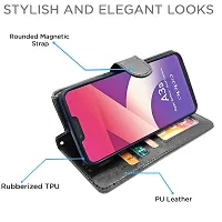 Blackpool Oppo A3S / Realme C1 Flip Case Leather Finish | Inside TPU with Card Pockets | Wallet Stand and Shock Proof | Magnetic Closing | Complete Protection Flip Cover for Oppo A3S / Realme C1 (Black)-thumb2