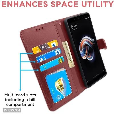 Blackpool Xiaomi Redmi Note 5 Pro Flip Cover Magnetic Leather Wallet Case Shockproof TPU for Xiaomi Redmi Note 5 Pro (Brown)-thumb2