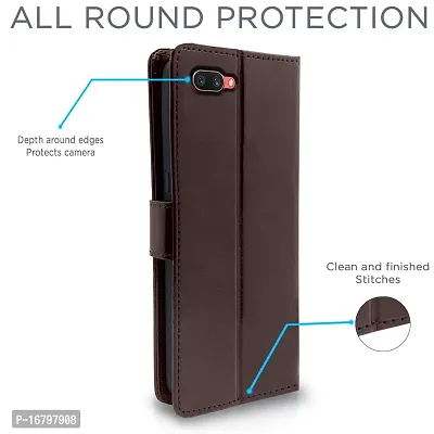 Blackpool Oppo A3S / Realme C1 Flip Case Leather Finish | Inside TPU with Card Pockets | Wallet Stand and Shock Proof | Magnetic Closing | Complete Protection Flip Cover for Oppo A3S / Realme C1 (Coffee)-thumb4