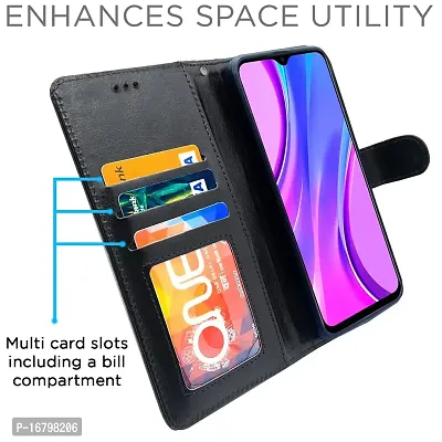 Balkans Poco M2 / Redmi 9 Prime Flip Cover Case | Leather flip Back Covers Cases for Poco M2/Redmi 9 Prime (Black)-thumb2